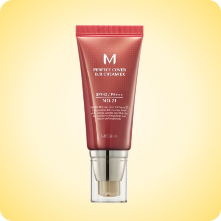 Missha M Perfect Cover BB Cream tono 21 Light Beige mostrando su subtono rosado y claro