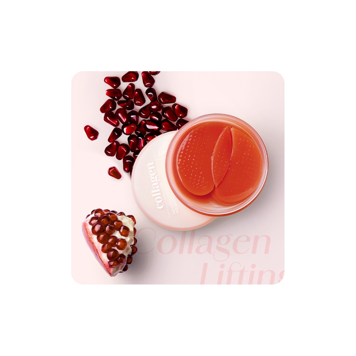 Tarro abierto de los parches de hidrogel MISSHA Airy Fit Collagen Lifting Face & Eye Patch