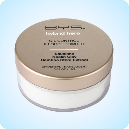 Maquillaje Vegano al mejor precio: BYS Hybrid Hero Oil Control + Loose Powder Universal Translucent de BYS Cosmetics en Skin Thinks - Piel Grasa