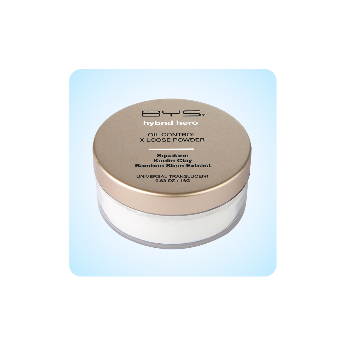 Maquillaje Vegano al mejor precio: BYS Hybrid Hero Oil Control + Loose Powder Universal Translucent de BYS Cosmetics en Skin Thinks - Piel Grasa