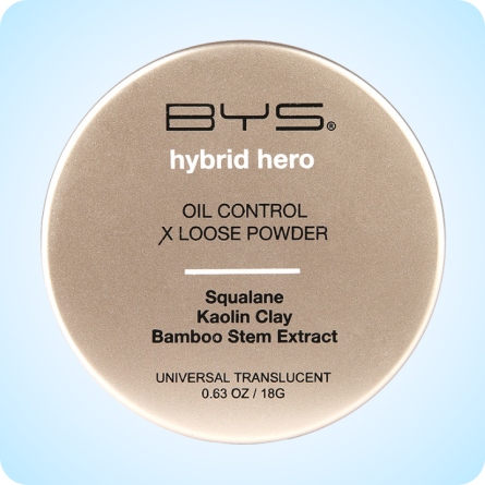 Maquillaje Vegano al mejor precio: BYS Hybrid Hero Oil Control + Loose Powder Universal Translucent de BYS Cosmetics en Skin Thinks - Piel Grasa
