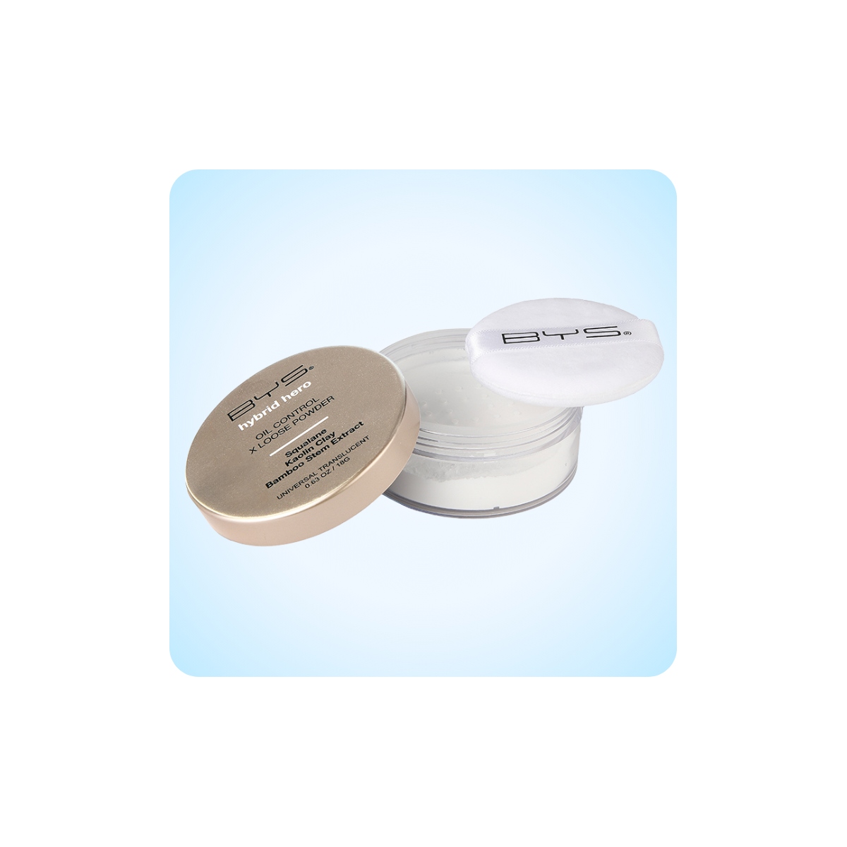 Maquillaje Vegano al mejor precio: BYS Hybrid Hero Oil Control + Loose Powder Universal Translucent de BYS Cosmetics en Skin Thinks - Piel Grasa