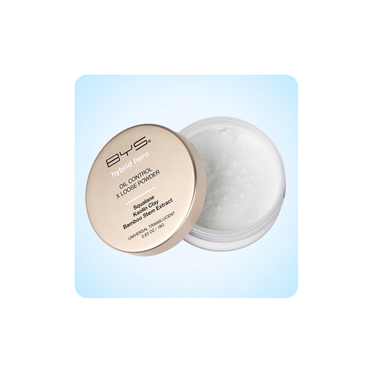 Maquillaje Vegano al mejor precio: BYS Hybrid Hero Oil Control + Loose Powder Universal Translucent de BYS Cosmetics en Skin Thinks - Piel Grasa