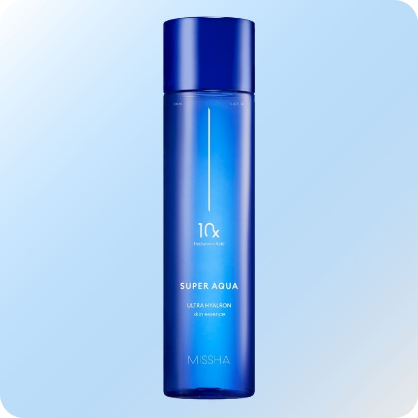 Missha Super Aqua Ultra Hyalron Skin Essence – con 10 tipos de ácido hialurónico. Precio: 23,92 €