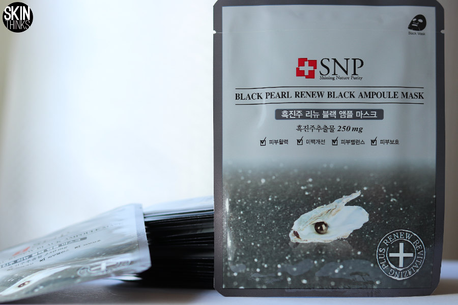 SNP Black Pearl Renew Black Ampoule Mask, Mascarilla Facial Reafirmante e Iluminadora